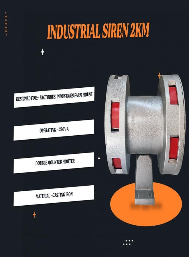 MME Industrial Siren Hooter Fire Alarm Huge Loud Sound Range Upto 2km for Schools, Offices and Factories(Metal,Grey) - Image 2